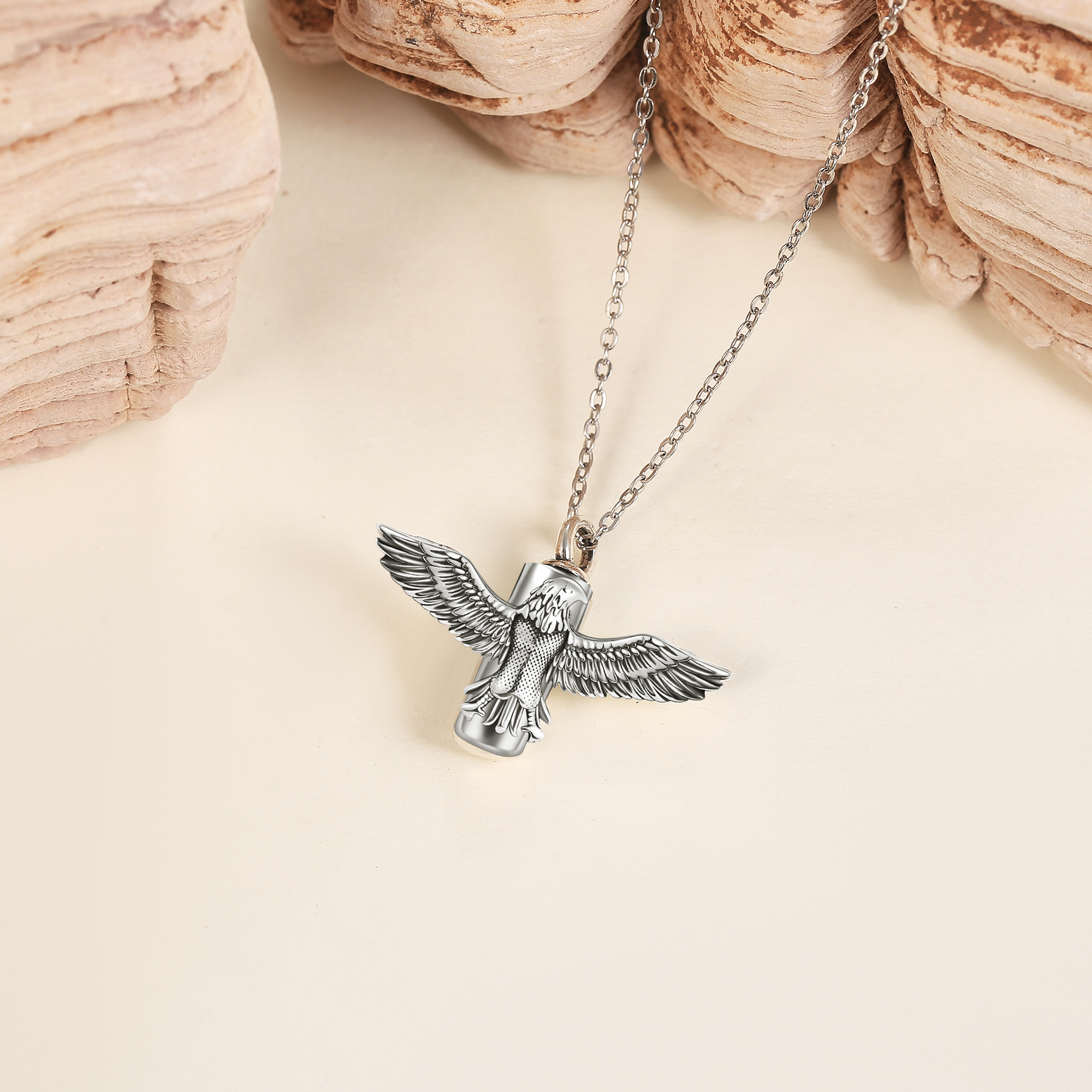 925 Sterling Silver Eagle Urn Pendant Necklace, Sentimental Gift